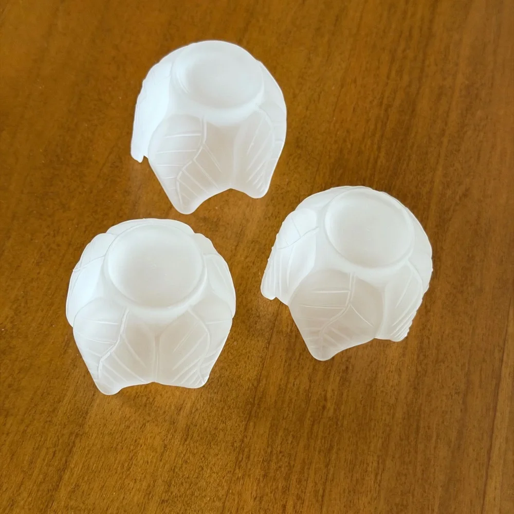 PartyLite Vintage Frosted Glass Lotus 🪷 Candle Holders-Set Of 3 Floral Decor